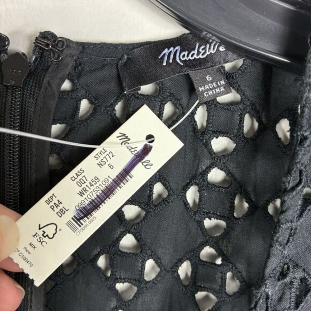 Madewell Sleeveless‎ Eyelet V-Neck Maxi Dress Black NS772 size 6 NWT - Picture 8 of 10